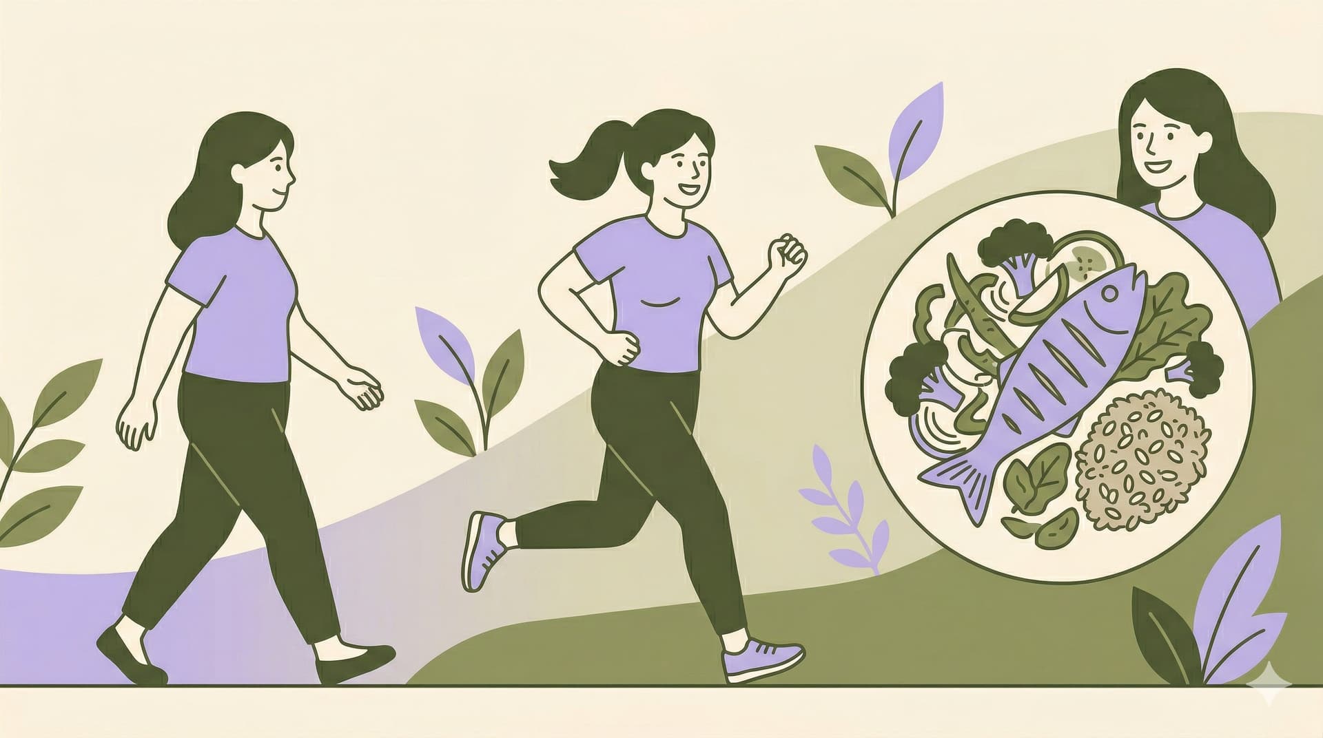 Healthy lifestyle with exercise and nutrition for a healthy weight