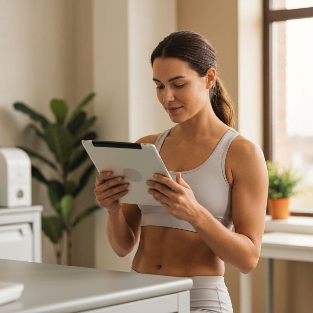 Patient reviewing GLP-1 treatment progress on phone with Go Leaner physician