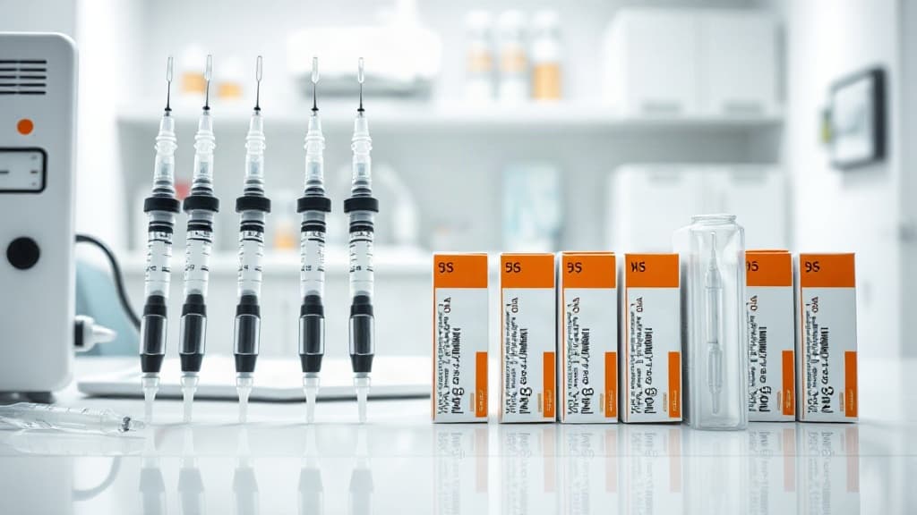 Overzicht van verschillende GLP-1 medicijnen op tafel in een kliniek voor obesitasbehandeling