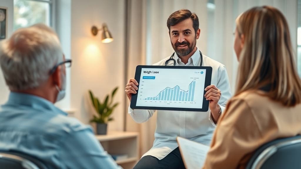 Grafiek met gemiddeld gewichtsverlies per afslankprik uit klinische studies