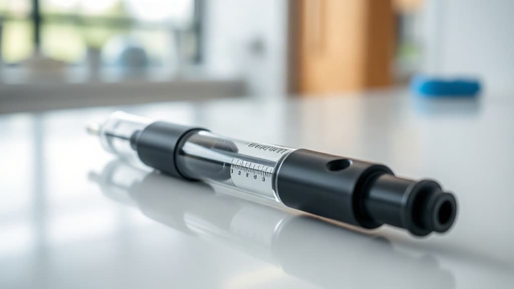 Afslankprik injectiepen op een neutrale achtergrond in een medische omgeving