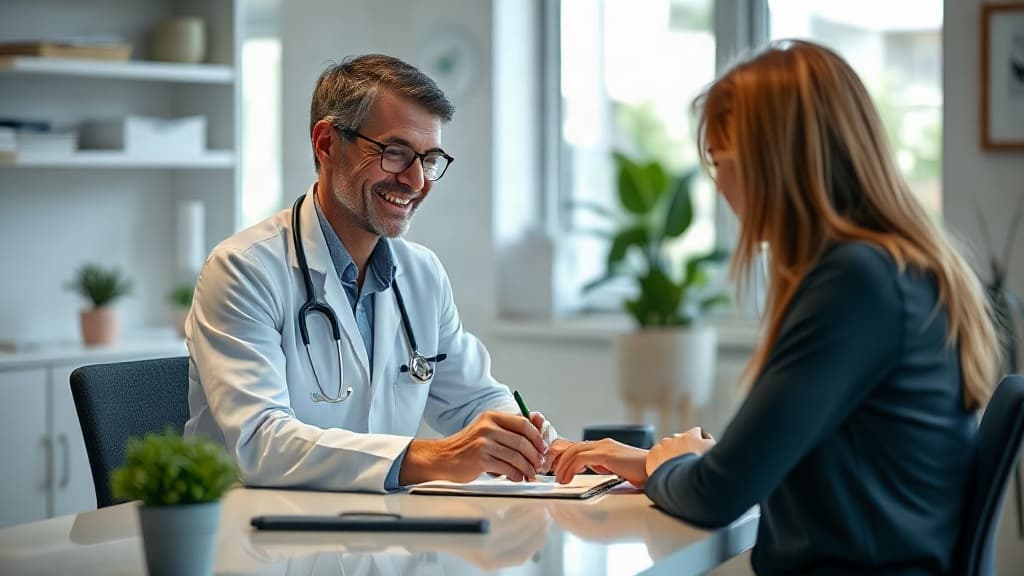 BIG-geregistreerde arts bespreekt veilige GLP-1 behandeling met patient aan tafel in moderne kliniek